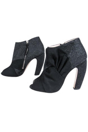 Current Boutique-Miu Miu - Dark Grey Wool Open Toe Ankle Booties Sz 10