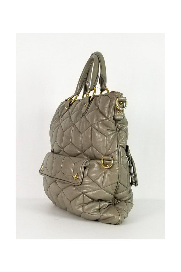 Current Boutique-Miu Miu - Grey Quilted Leather Tote Bag