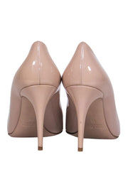 Current Boutique-Miu Miu - Nude Glossy Patent Leather Pointed Toe Pumps Sz 9