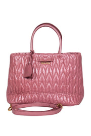 Current Boutique-Miu Miu - Pink Quilted “Vitello Shine Trapu” Convertible Satchel