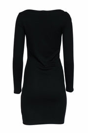 Current Boutique-Monrow - Black Long Sleeve Button-Up Ribbed Knit Midi Dress Sz M