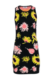 Current Boutique-Moschino - Black, Pink, & Yellow Floral Knit Bodycon Dress Sz 6