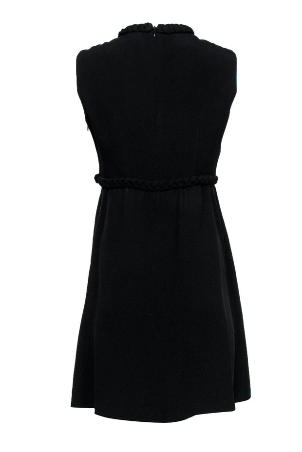 Current Boutique-Moschino - Black Pleated Sheath Dress w/ Keyhole & Braid Detail Sz 8