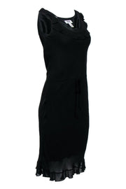 Current Boutique-Moschino - Black Ruffle Edge Midi Dress w/ Tie Waist Sz 6