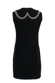 Current Boutique-Moschino - Black Tweed Sleeveless Sheath Dress w/ Chain Trim Sz 8