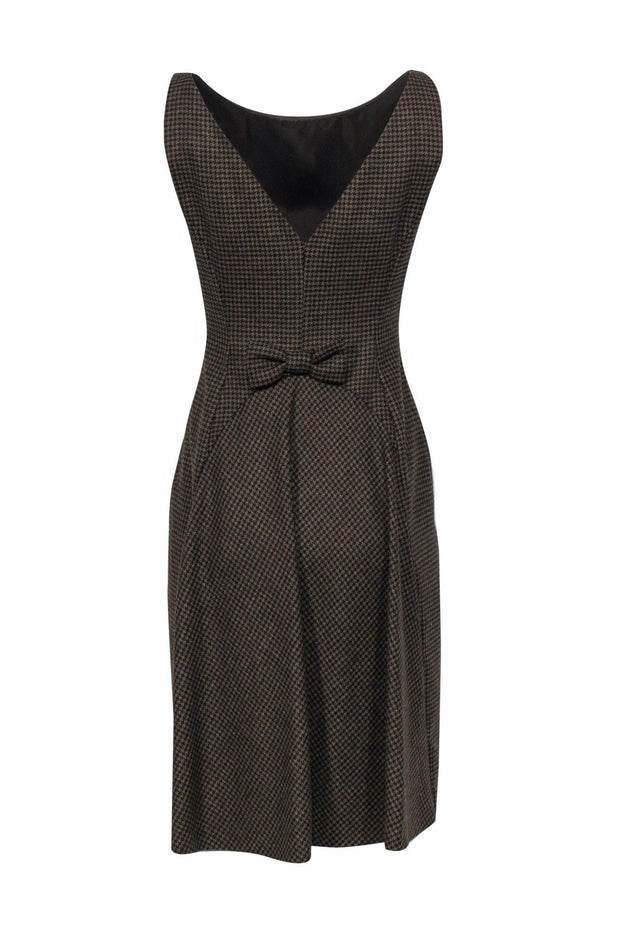 Current Boutique-Moschino - Brown Houndstooth Wool Sheath Dress w/ Bow Sz 8