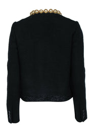 Current Boutique-Moschino Cheap & Chic - Black Cropped Blazer w/ Pearl Neckline Sz 4