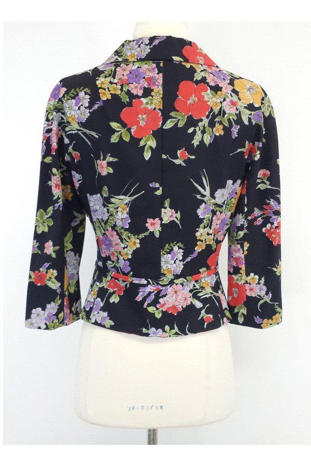 Current Boutique-Moschino Cheap & Chic - Black Floral Cropped Blazer Sz S