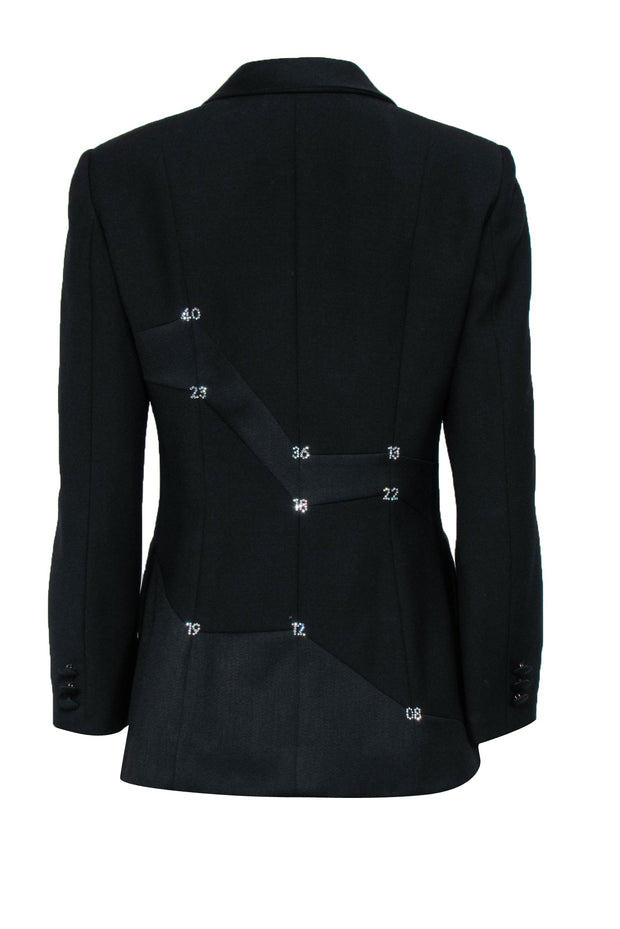 Current Boutique-Moschino Cheap & Chic - Black Numbered Rhinestone Button-Front Blazer Sz 8