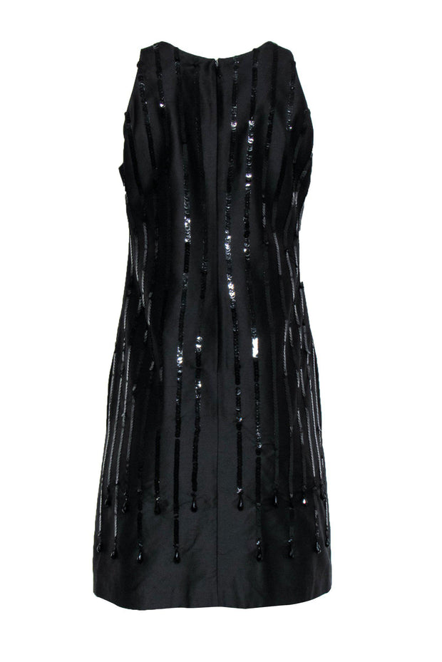 Current Boutique-Moschino Cheap & Chic - Black Sleeveless Silk Shift Dress w/ Sequin Stripes Sz 8