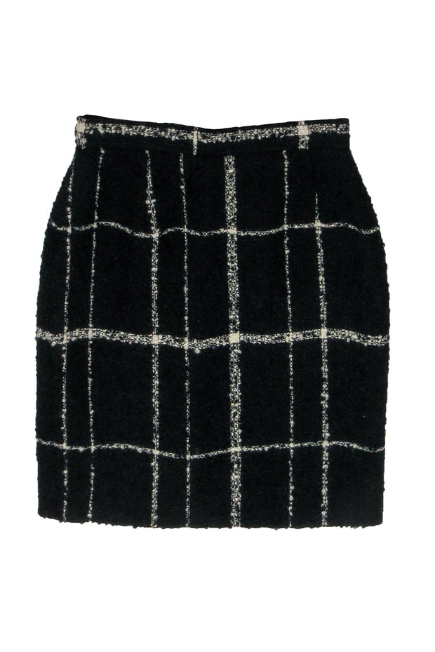 Current Boutique-Moschino Cheap & Chic - Black & White Plaid Tweed Pencil Skirt Sz 6