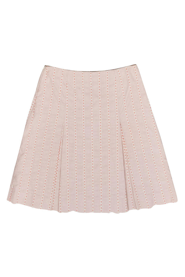 Current Boutique-Moschino Cheap & Chic - Pink Floral Striped Pleated A-Line Skirt Sz 6