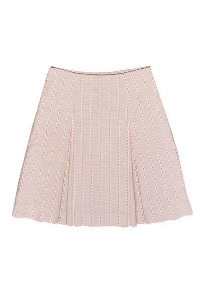 Current Boutique-Moschino Cheap & Chic - Pink Floral Striped Pleated A-Line Skirt Sz 6