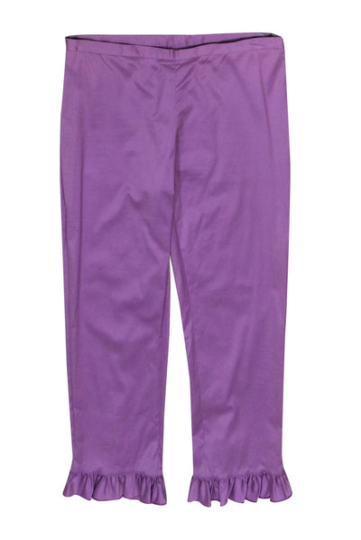 Current Boutique-Moschino Cheap & Chic - Purple Cotton Blend Capri Pants w/ Ruffles Sz 8