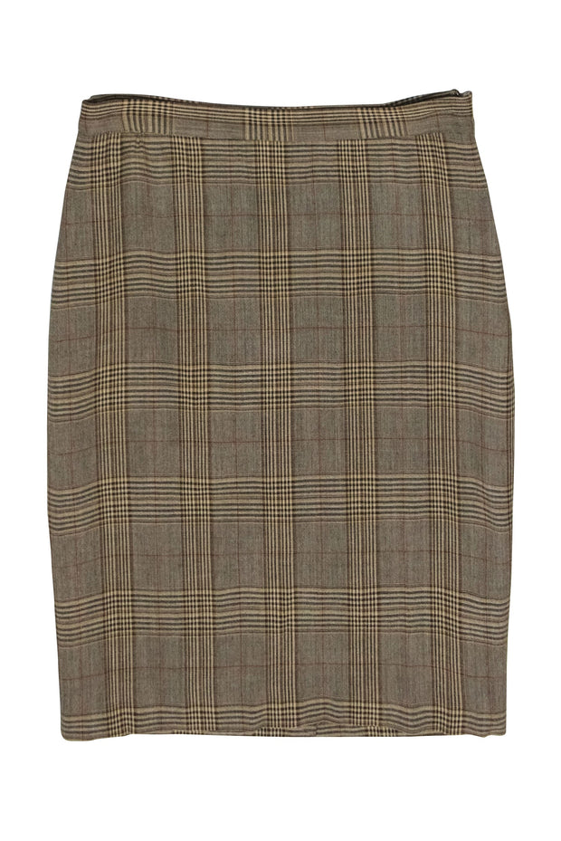 Current Boutique-Moschino Cheap & Chic - Tan Plaid Pencil Skirt Sz 10