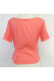 Current Boutique-Moschino - Coral Cotton Ruffle Short Sleeve Top Sz 10