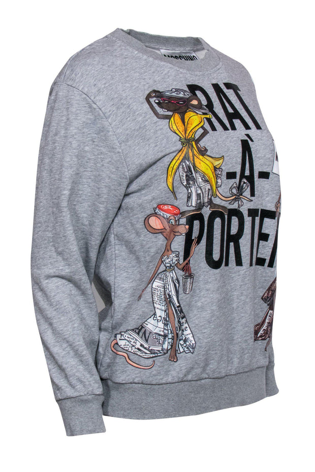 Current Boutique-Moschino - Grey “Rat-A-Porter” Graphic Sweatshirt Sz M