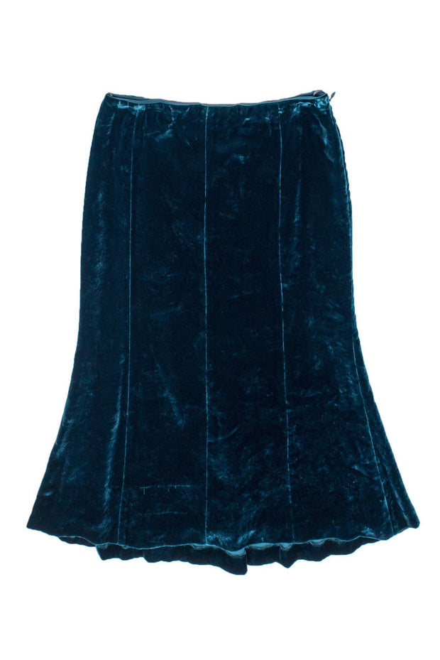 Current Boutique-Moschino - Teal Wool Blend Velvet Skirt Sz 8