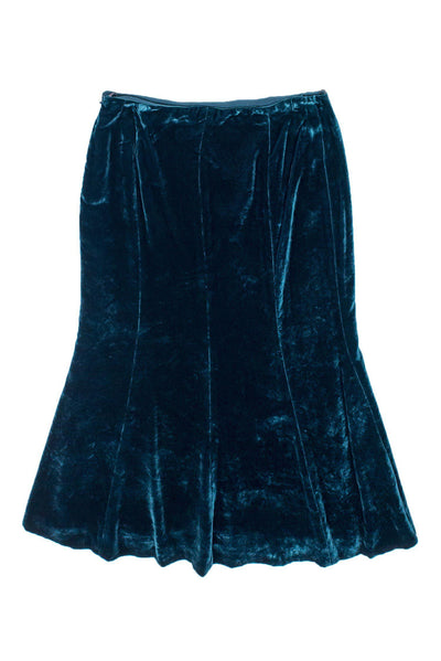 Current Boutique-Moschino - Teal Wool Blend Velvet Skirt Sz 8