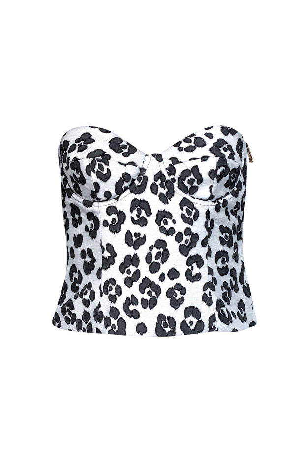 Current Boutique-Moschino - White Animal Print Boned Bodice Top Sz 6