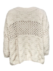 Current Boutique-Moth for Anthropologie - Cream Chunky Knit Woven Sweater Sz L