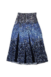 Current Boutique-Mother of Pearl - Blue Floral Silk Skirt Sz 2