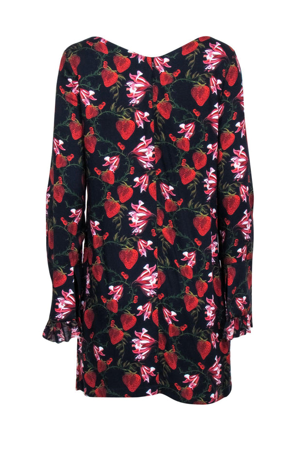 Current Boutique-Mother of Pearl - Navy Blue Strawberry Print Bell Sleeved Dress Sz 6