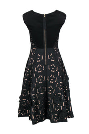 Current Boutique-Moulinette Soeurs - Black Floral Applique Midi A-Line Dress Sz 2