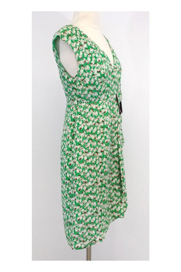 Current Boutique-Moulinette Soeurs - Green & Brown Tulip Print Silk Dress Sz 2