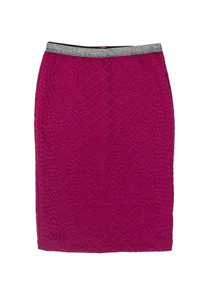 Current Boutique-Moulinette Soeurs - Magenta Wool Blend Brocade Textured Skirt Sz S