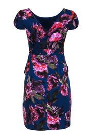 Current Boutique-Moulinette Soeurs - Navy Floral Print Satin Short Sleeve Dress Sz 4