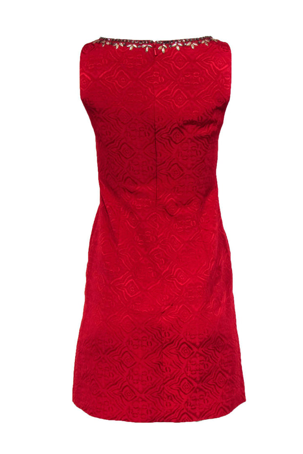 Current Boutique-Moulinette Soeurs - Red Textured Sheath Dress w/ Beading Sz 0