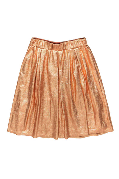 Current Boutique-Moulinette Soeurs - Rose Gold Metallic Pleated A-Line Skirt Sz M