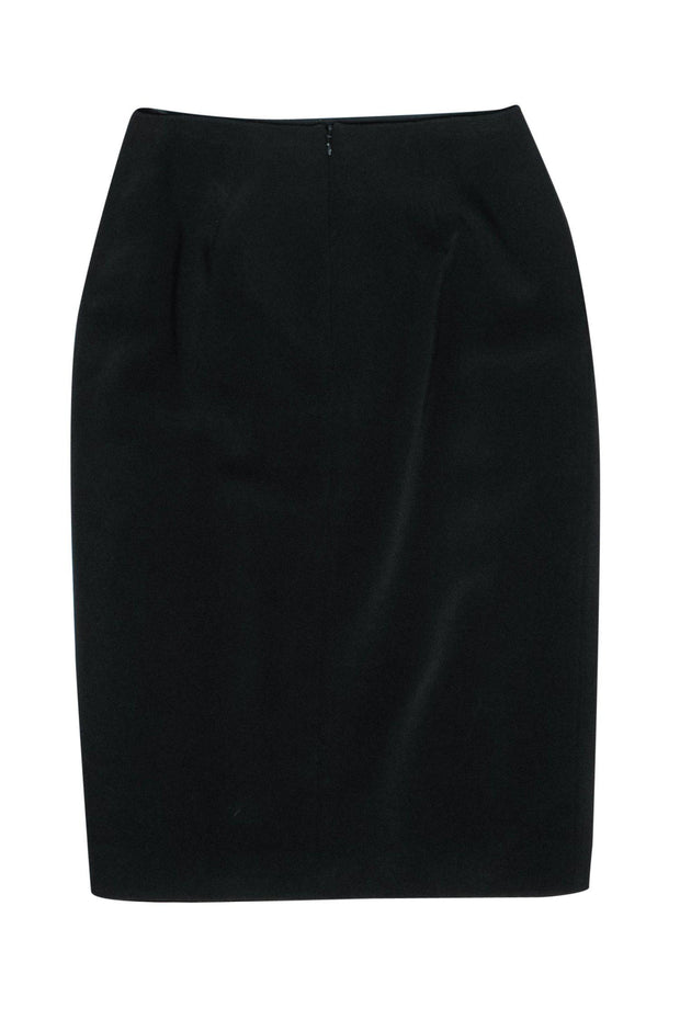 Current Boutique-Mugler - Vintage Black Pencil Skirt w/ Front Zipper Slit Sz 2