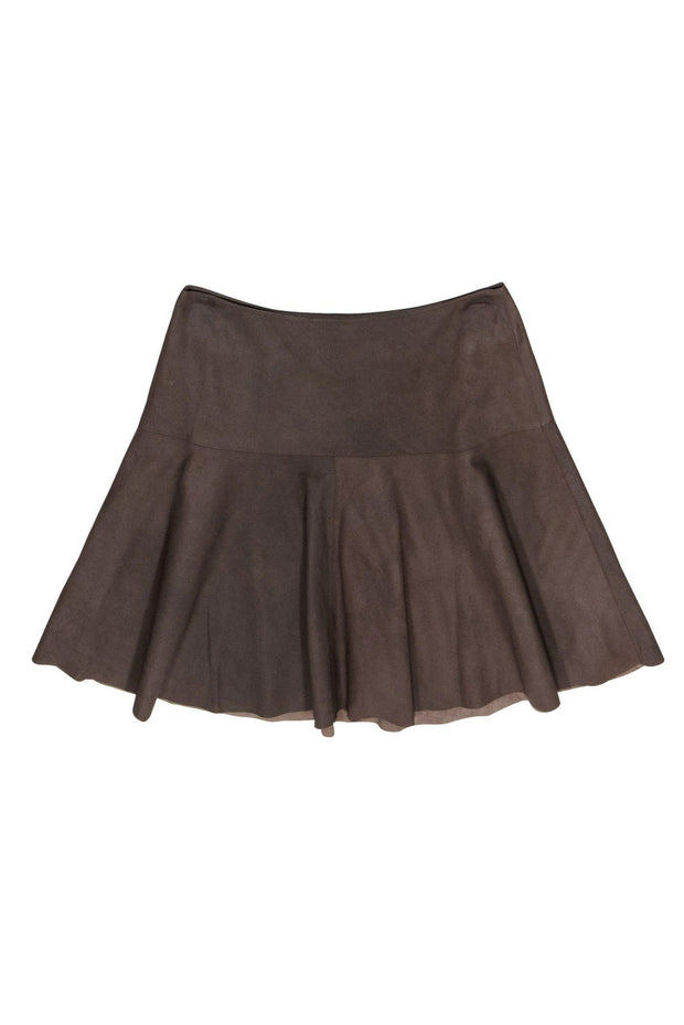 Current Boutique-My Tribe - Olive Green Leather Skater Skirt Sz S