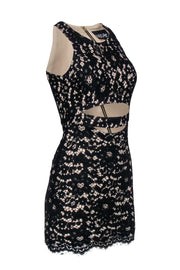 Current Boutique-NBD - Black & Cream Lace Cut Out Mini Dress Sz S