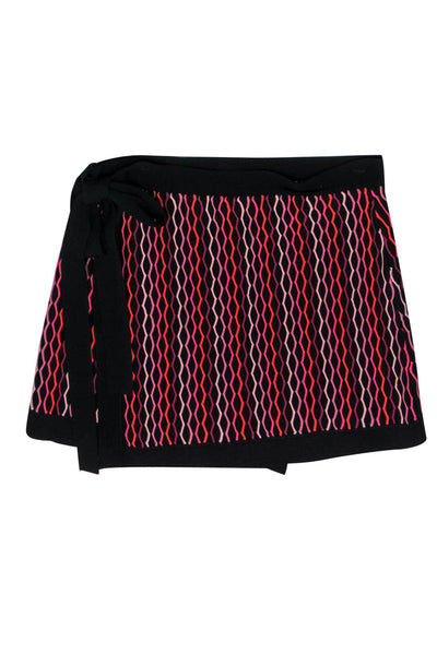 Current Boutique-NBD - Black & Multicolored Textured Patterned Wrap Skirt Sz M