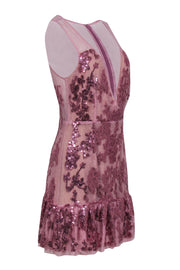Current Boutique-NBD - Pink Floral Sequin Polka Dot Embossed Fit & Flare Dress Sz M