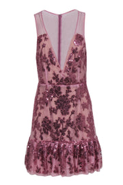 Current Boutique-NBD - Pink Floral Sequin Polka Dot Embossed Fit & Flare Dress Sz M