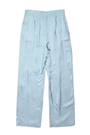Current Boutique-NBD - Powder Blue Speckle Jacquard Pleated Wide Leg Satin Pants Sz M