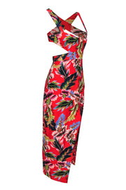 Current Boutique-NBD x Naven - Red Tropical Print Crisscross Back Strap Maxi Dress Sz XS