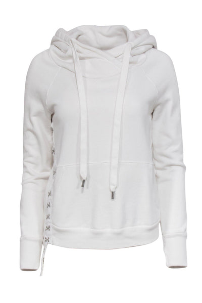 Current Boutique-NSF - White Pullover Hoodie w/ Hook & Eye Detail Sz S