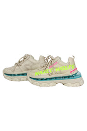 Current Boutique-Naked Wolfe - Cream & Neon Print Chunky Platform Sneakers Sz 8