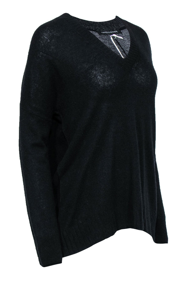 Current Boutique-NakedCashmere - Black Cashmere V-Neck Pullover Sweater Sz S