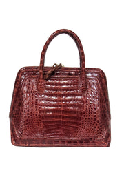 Current Boutique-Nancy Gonzalez - Brown Crocodile Leather Structured Handbag