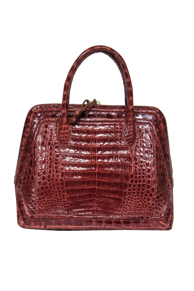 Nancy Gonzalez - Brown Crocodile Leather Structured Handbag