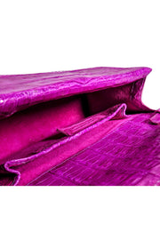 Current Boutique-Nancy Gonzalez - Purple Mini Croc Structured Shoulder Bag
