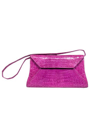 Current Boutique-Nancy Gonzalez - Purple Mini Croc Structured Shoulder Bag