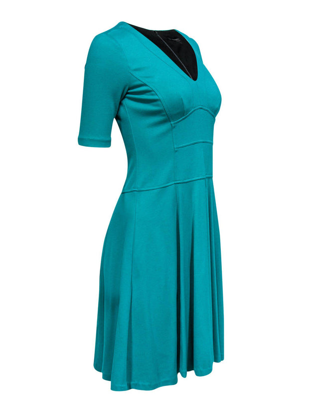 Current Boutique-Nanette Lepore - Aqua Green A-Line Dress w/ Piping Sz 2