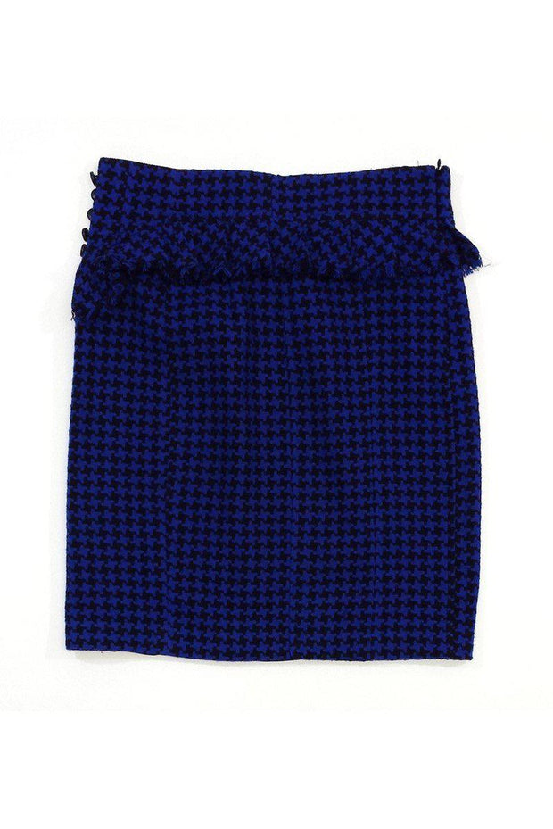 Current Boutique-Nanette Lepore - Black & Blue Houndstooth Peplum Skirt Sz 10
